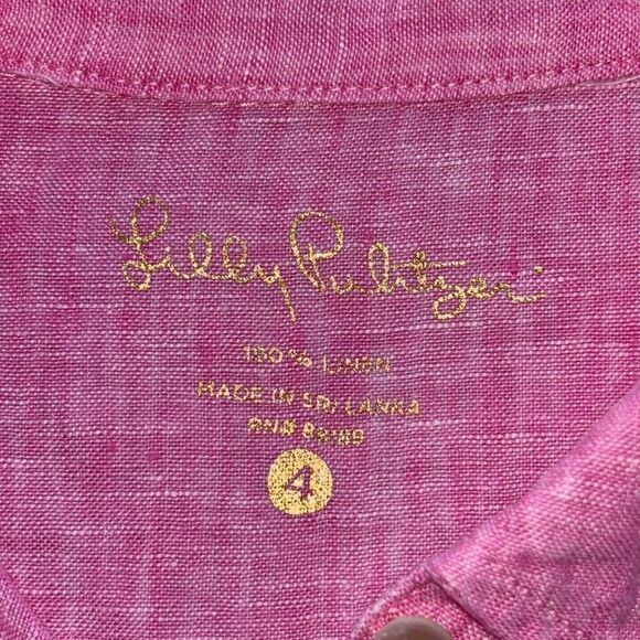Lilly Pulitzer Deanna Popover Linen Tunic Top Pink Sunset Size 4 - Picture 6 of 11